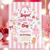 Snow Much Fun To Be One Christmas Bow Birthday 招待状