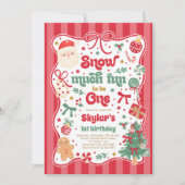 Snow Much Fun To Be One Christmas Bow Birthday 招待状 (正面)