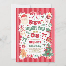 Snow Much Fun To Be One Christmas Bow Birthday 招待状