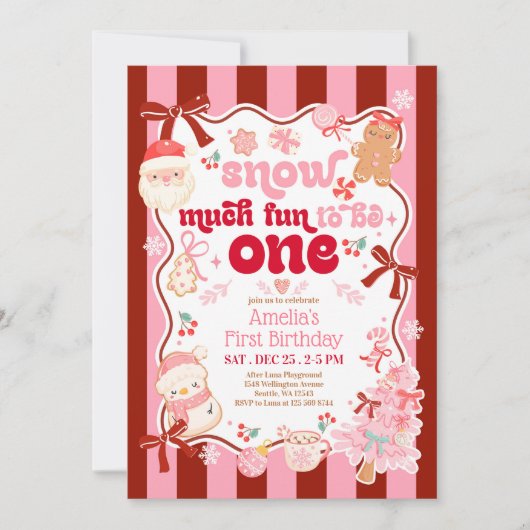 Snow Much Fun to be ONE First Birthday Invitation 招待状 (正面)