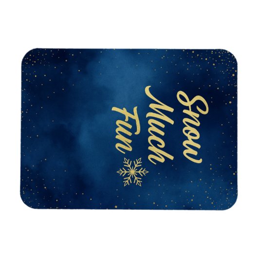 Snow Much Fun Winter Magnet – Gold Snowflake  マグネット (横)