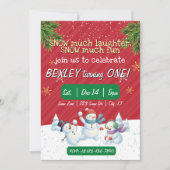 Snow much laughter Snow much Fun, 1st Birthday 招待状 (正面)