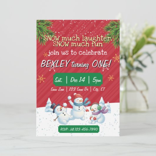 Snow much laughter Snow much Fun, 1st Birthday 招待状 (スタンド正面)