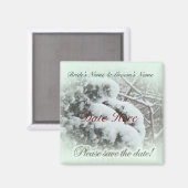 Snow on Arbor Vitaus日付を保存結婚する マグネット (正面/裏面)