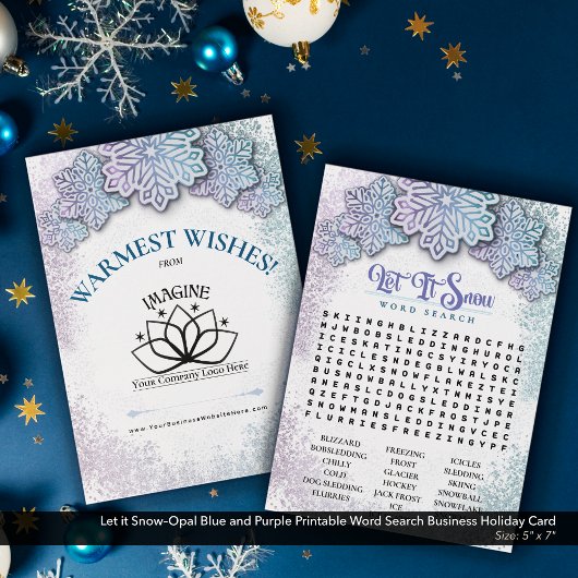 Snow-Opal Printable Business Word検索 シーズンカード