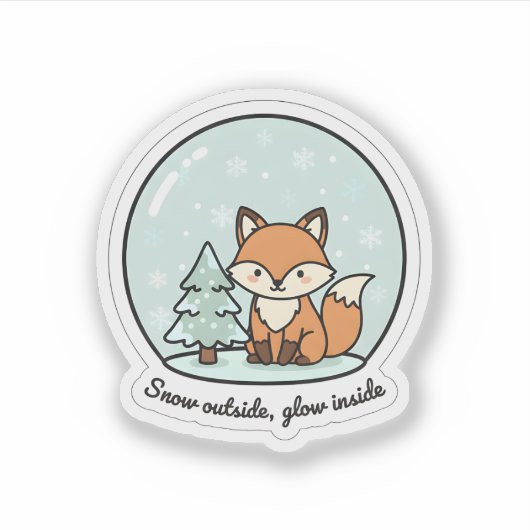 Snow Outside Glow Inside Fox Sticker | Winter Snow シール (正面)