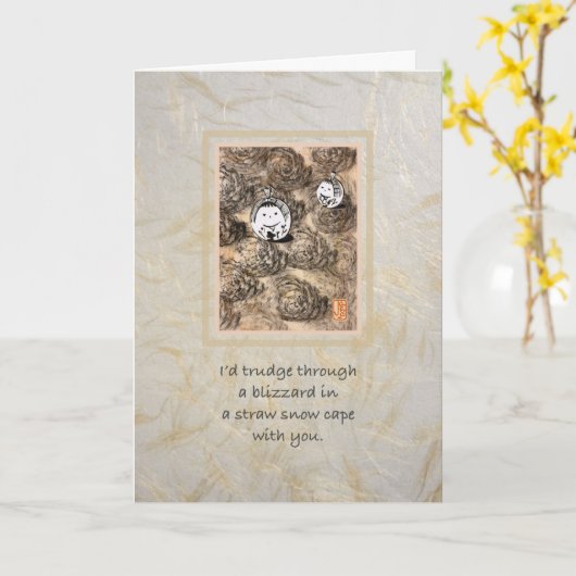 Snow People Anniversary Card カード (黄色い花)