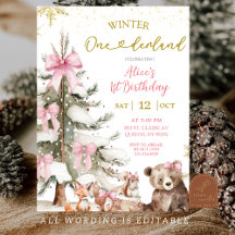 Snow Pink Winter Onederland First Birthday 