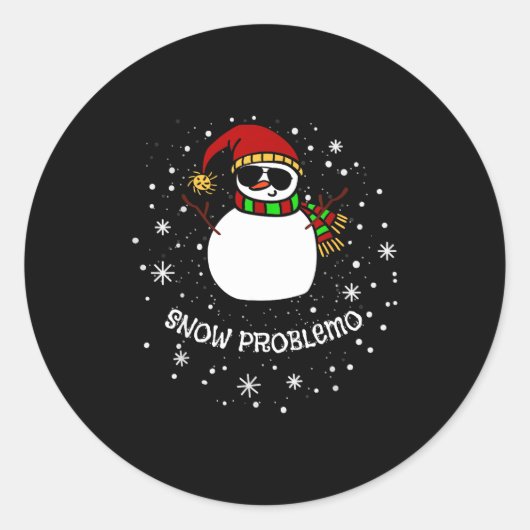 Snow Problemo Funny Christmas Snowman  ラウンドシール (正面)