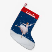 Snow Queen Ballerinaカスタマイズ可能な名前 スモールクリスマスストッキング (正面 (吊り時))
