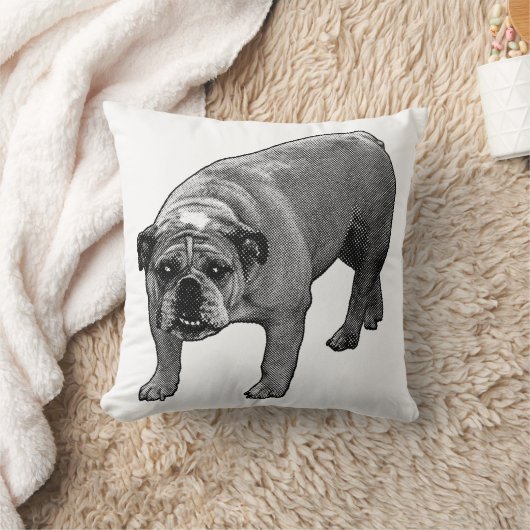 Snow Quiet Bulldog Pillow クッション (ブランケット)