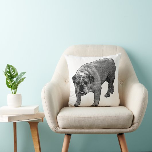 Snow Quiet Bulldog Pillow クッション (椅子)