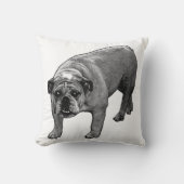 Snow Quiet Bulldog Pillow クッション (正面)