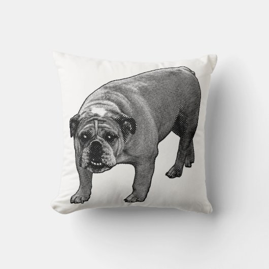 Snow Quiet Bulldog Pillow クッション (正面)