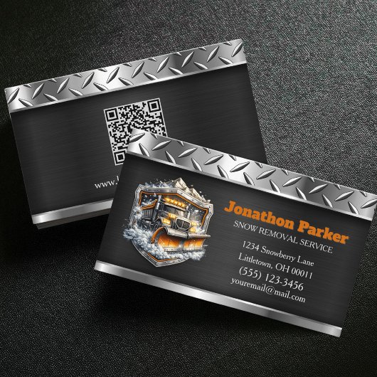 Snow Removal Service QR Code Metallic 名刺