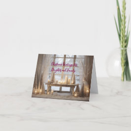 SNOW SCENE DAUGHTER n FAMILY CHRISTMAS CARD カード