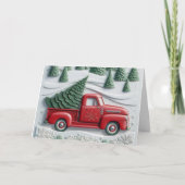 Snow Scene with Red Truck Christmas  シーズンカード (正面)