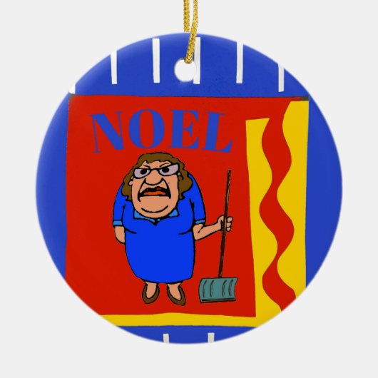 Snow Shovel、Noel、追加、編集文字 セラミックオーナメント (正面)