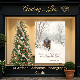  Snow Sketch Horse Drawn Carriage Snow Scene Desig シーズンカード