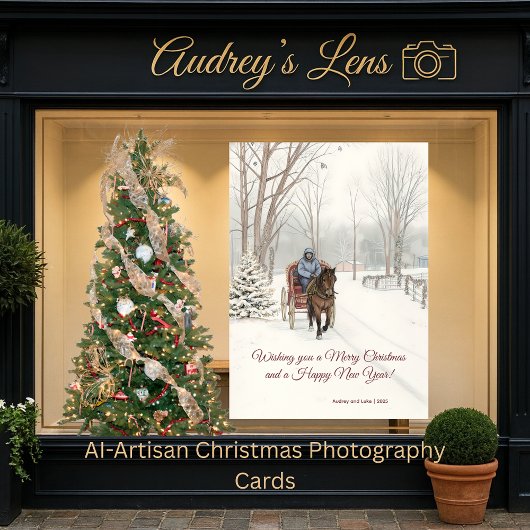 Snow Sketch Horse Drawn Carriage Snow Scene Desig シーズンカード