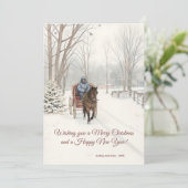 Snow Sketch Horse Drawn Carriage Snow Scene Desig シーズンカード (スタンド正面)