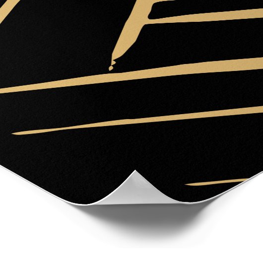 Snow Skier Retro Art Deco ポスター (角)