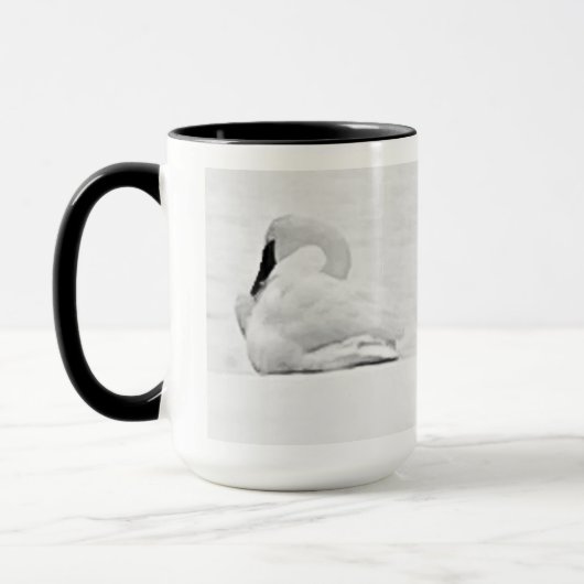 Snow Swans Black and White Mug マグカップ (左)