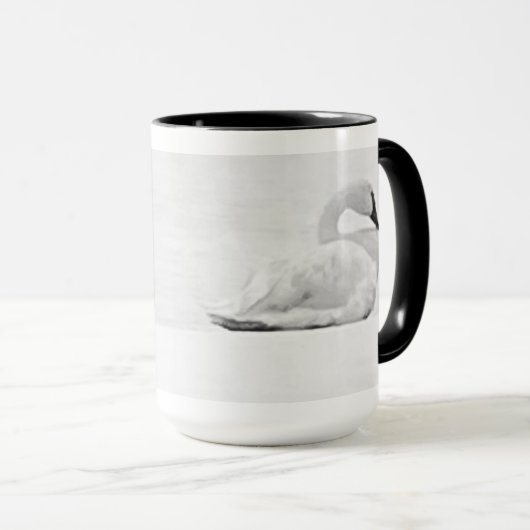 Snow Swans Black and White Mug マグカップ (正面右)