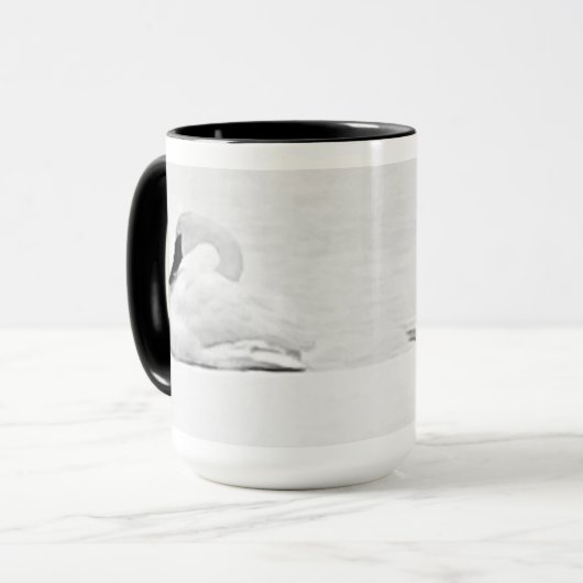 Snow Swans Black and White Mug マグカップ (正面左)