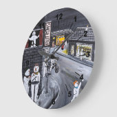 Snow Town Painting by Alfred Fox ラージ壁時計 (傾斜)