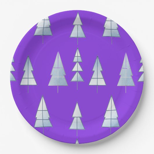 Snow Trees Elegant Winter ペーパープレート (正面)