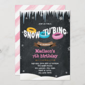 Snow Tubing誕生日の招待 招待状 (正面/裏面)