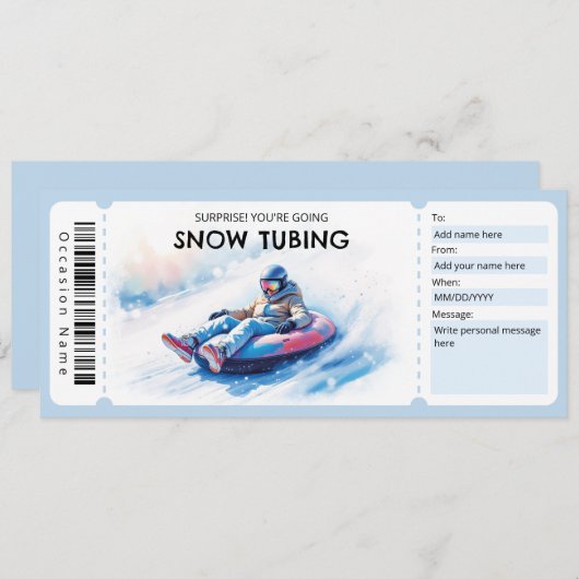 Snow Tubing Gift Certificate 招待状 (正面/裏面)