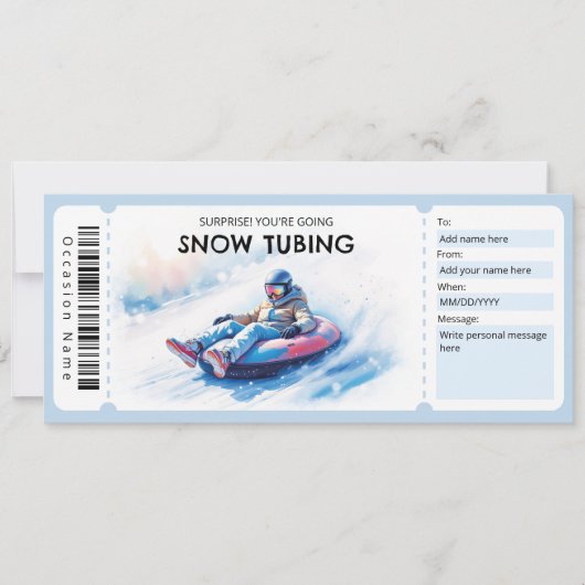Snow Tubing Gift Certificate 招待状 (正面)