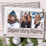 Snow Very Merry Outline Lettering 3 Vertical Photo シーズンカード<br><div class="desc">Snow Very Merry 3 Photo Holiday Card with modern outline lettering and casual script typography. The photo template is ready for you to add 3 of your favorite photos, which are displayed in vertical, portrait format. The christmas card reads "Snow Very Merry .. may all your Christmas Wishes come true"...</div>