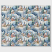Snow Winter Bavarian Village Christmas Holiday ラッピングペーパー (フラット)