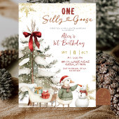 Snow Winter One Silly Goose First Birthday 招待状
