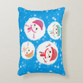 Snowballと雪だるまブルー2 アクセントクッション (正面(垂直))