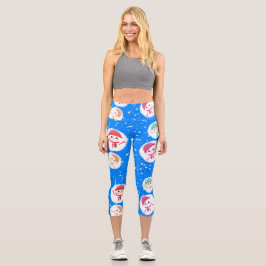 Snowballと雪だるま（背景あり） カプリレギンス