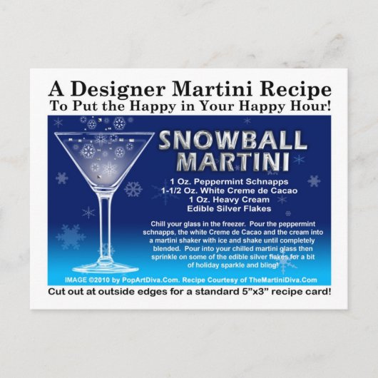 Snowball Christmas Martiniレシピはがき ポストカード (正面)