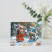 Snowball Fight with My Cat シーズンポストカード (スタンド正面)