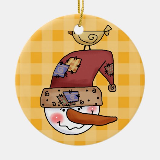 Snowball Head雪だるまオーナメント セラミックオーナメント (正面)