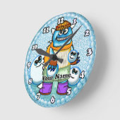 Snowball Monster ラウンド壁時計 (傾斜)