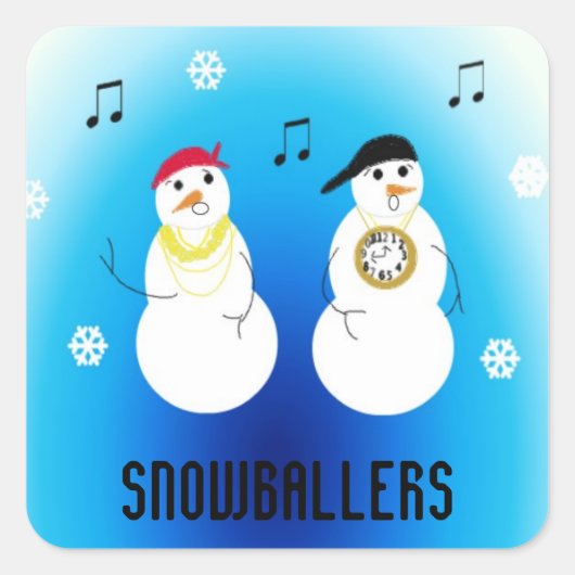 Snowballers - ラップする雪だるま スクエアシール (正面)