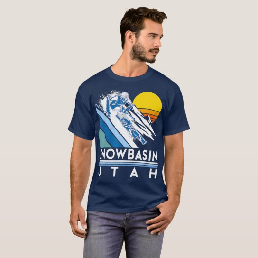 Snowbasin Utah Retro Ski Tシャツ (正面フル)
