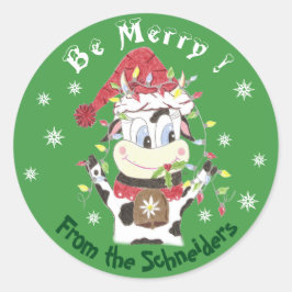 Snowbell the cow-Beメリー, Christmas stickers ラウンドシール