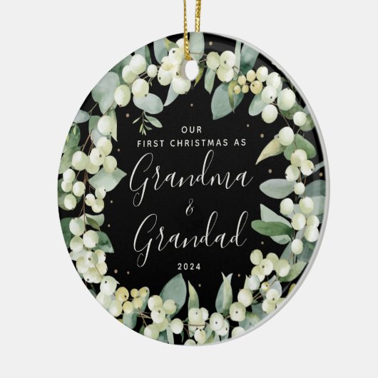 Snowberryの初めてのクリスマスを祖父母の写真として セラミックオーナメント (左)