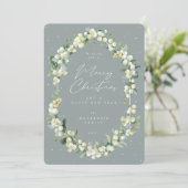 Snowberry+Eucalyptus Botanical Frame Christmas シーズンカード (スタンド正面)