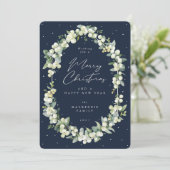 Snowberry+Eucalyptus Botanical Frame Christmas シーズンカード (スタンド正面)