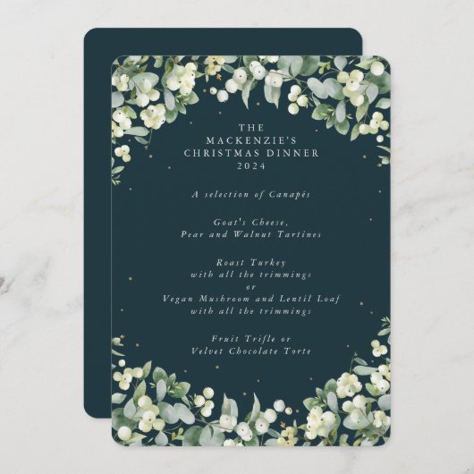 Snowberry+Eucalyptus Christmas Dinner 4 Course メニュー (正面/裏面)